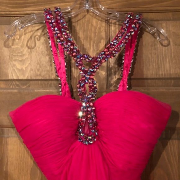Sherri Hill Prom Dress - Size 2 - Fuchsia - Picture 3 of 9